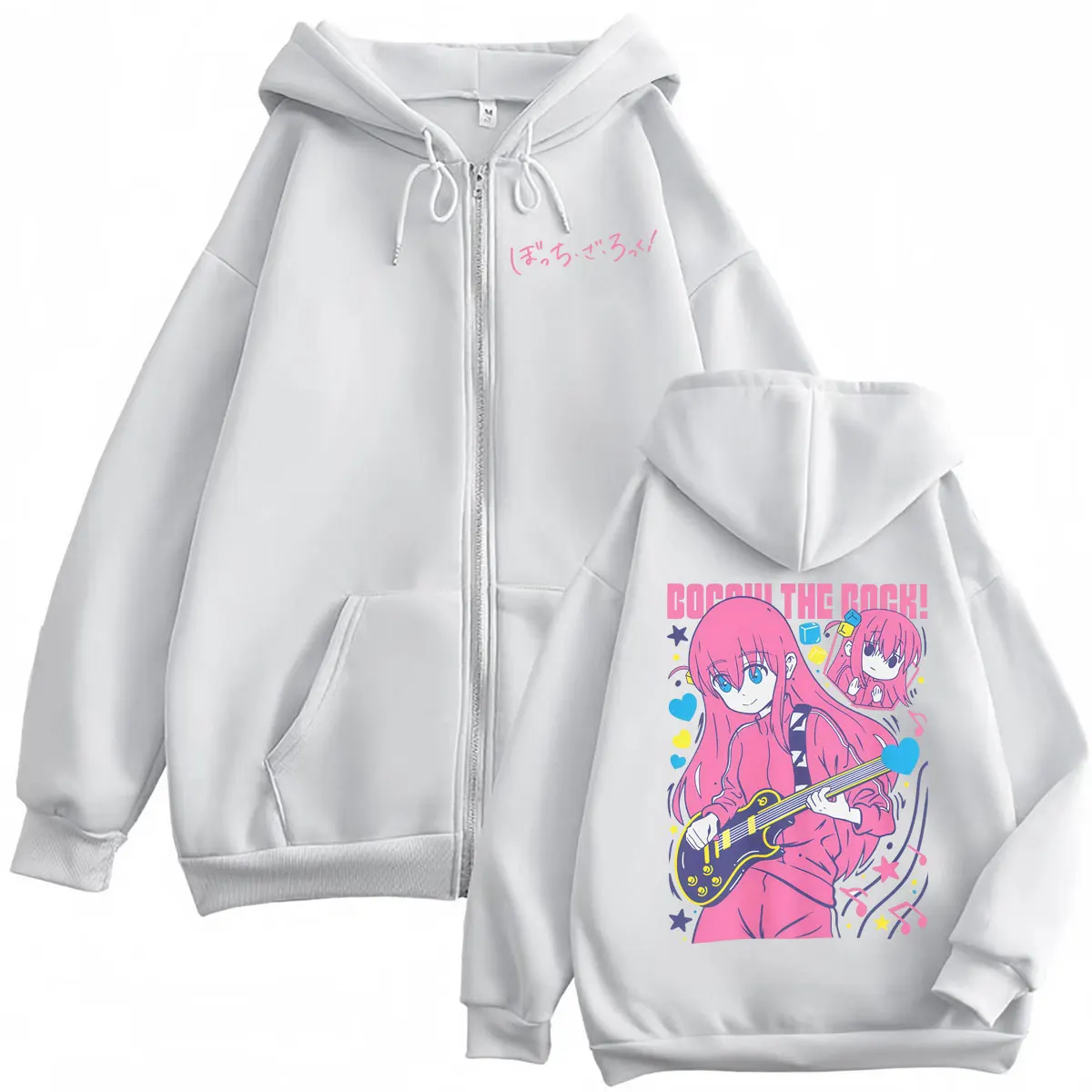 Japan Anime Bocchi The Rock Graphic Zipper Hoodie Harajuku Cartoon Zip Up Hooded Sweatshirts Men Women Casual Fashion Pullovers