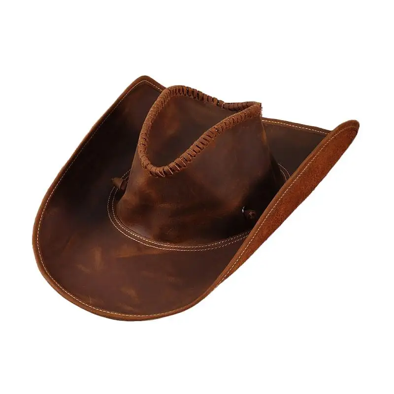 Pure handmade men's and women's leather hats outdoor