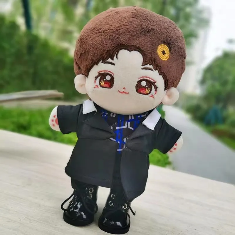 Handsome 3-piece / set 20CM Cartoon Cotton Doll Clothes DIY Black Suit Set 20cm Plush Stuffed Doll Clothing COS DIY Toy Clothes