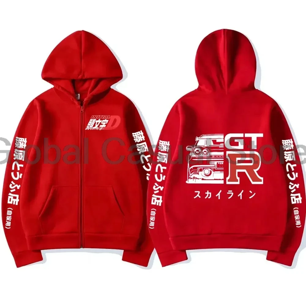 

Initial D Anime Zip Up Hoodie Long Sleeve Streetwear Women Men Zipper Sweatshirts Harajuku Clothes