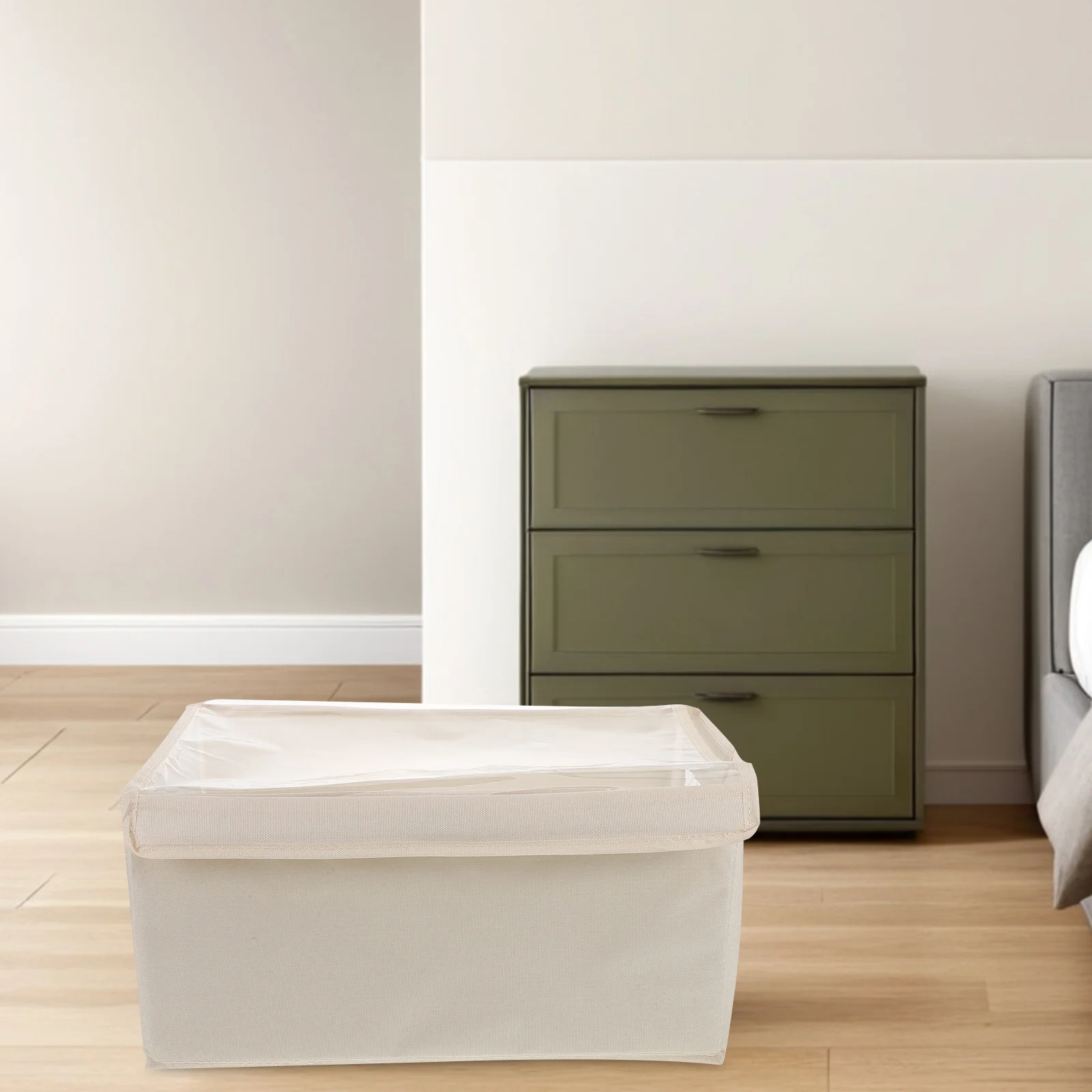 

3Pcs Closet Storage Bins Foldable Clothes Organizer Boxes Oxford Cloth with Clear Lid for Home Organization Spacious Folding