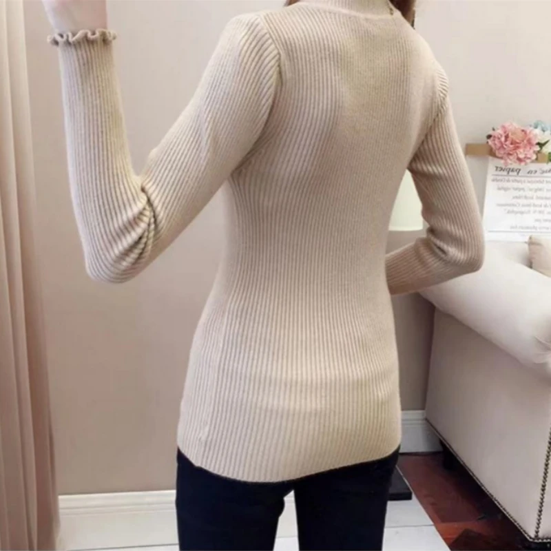 Autumn Winter Turtleneck Knitted Pullover Sweater Women All-match Soft Thick Warm Knitted Sweater 2023 Streetwear Top