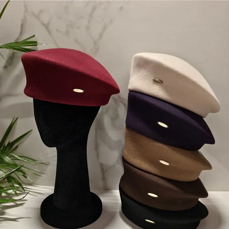 classic-new-women's-beret-fashionable-wool-felt-hat-autumn-and-winter-retro-simple-warm-hat