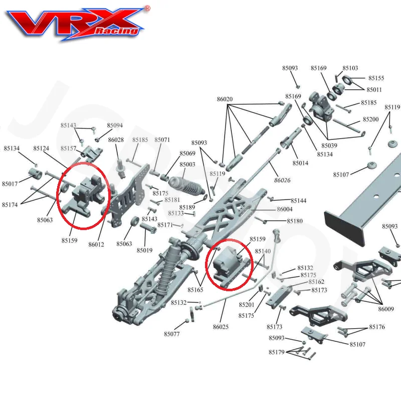 リモートコントロールカー用プラスチックギアボックス,スペアパーツ,vrxレース,rg801,hr802,rhp 811,r812,85159, 1/8