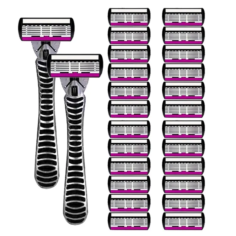 ABBZ-High Quality Man Safety Shaver Blades 6-Layer German Metal Shave Cartridge For Mach Series Razors 2+24