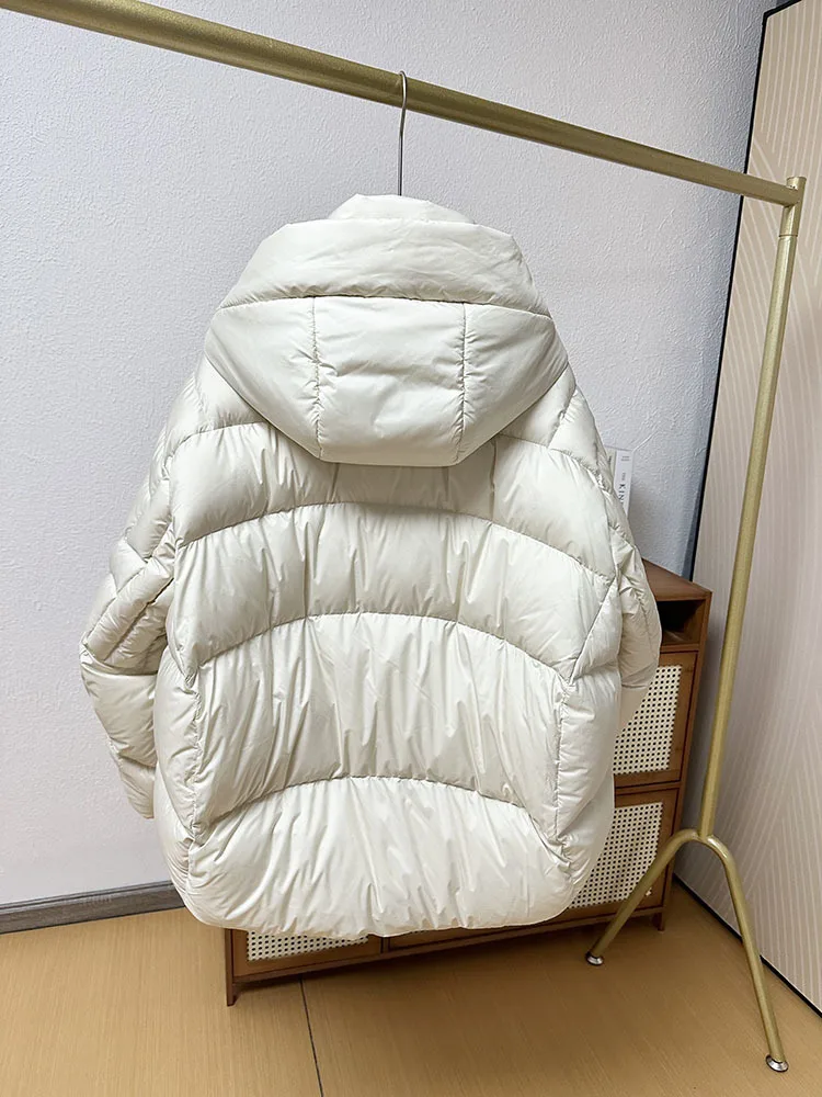 Jaqueta puffer ultra leve para mulheres, parkas quentes e grossas, casaco solto, pena de pato branco 90%, novo, 2021