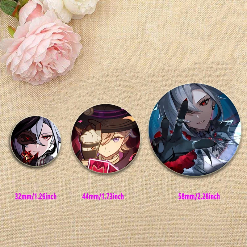 Fans Collections Game Anime Brooches Genshin Impact Enamel Pins Backpack Collar Arlecchino Cartoon Badge Jewelry Accessorie Gift