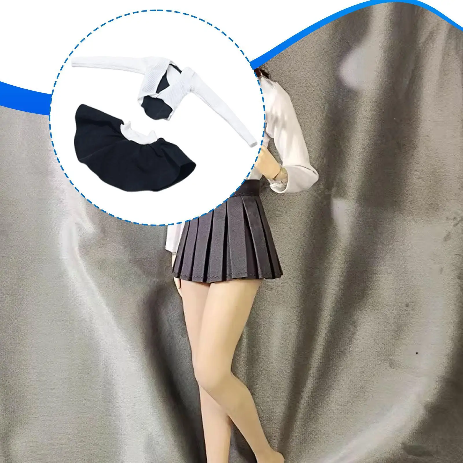 

Miniature Figure Skirt Easy to Wear Fabric Dress for 1/6 Female Action Figure Clothes Cheerleading Outfit Set