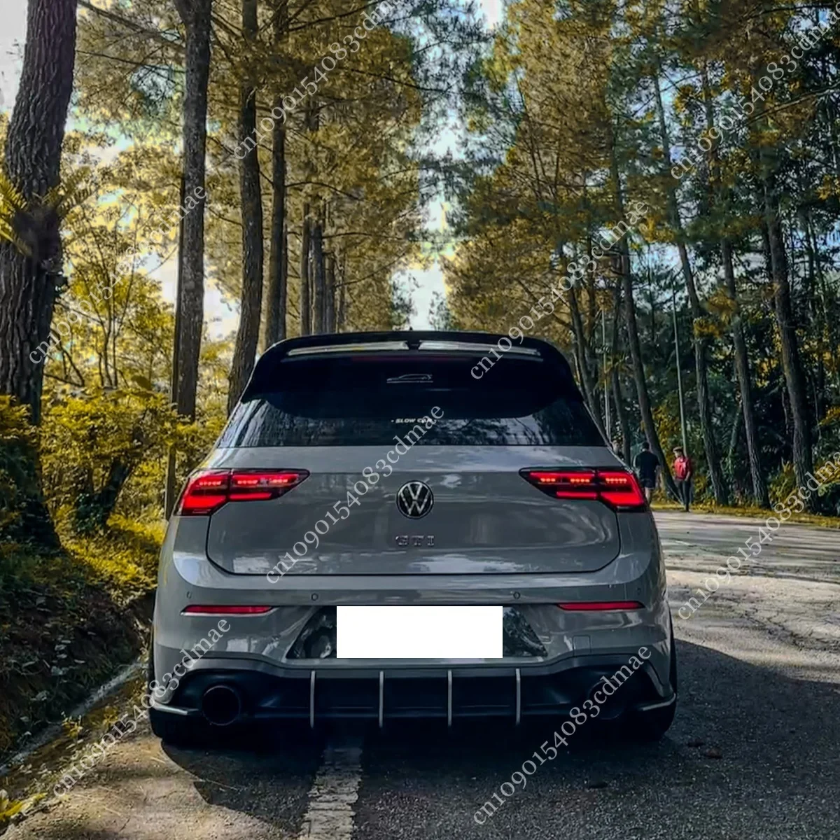 4fins 7-teiliger Maxton-Style Heckdiffusor für VW Golf 8 MK8 GTI 2020-2026 Splitter Glänzend Schwarz ABS Abdeckung Karosserie-Kit Tuning