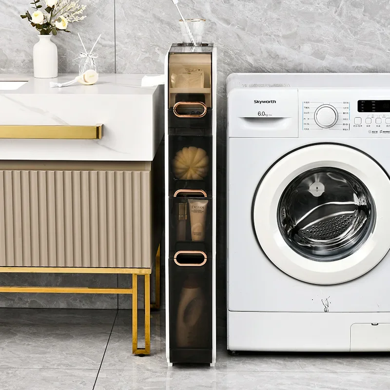 

Stable Household floor-to-ceiling bathroom crevice cabinet rack storage trolley free installation toilet toilet toilet locker