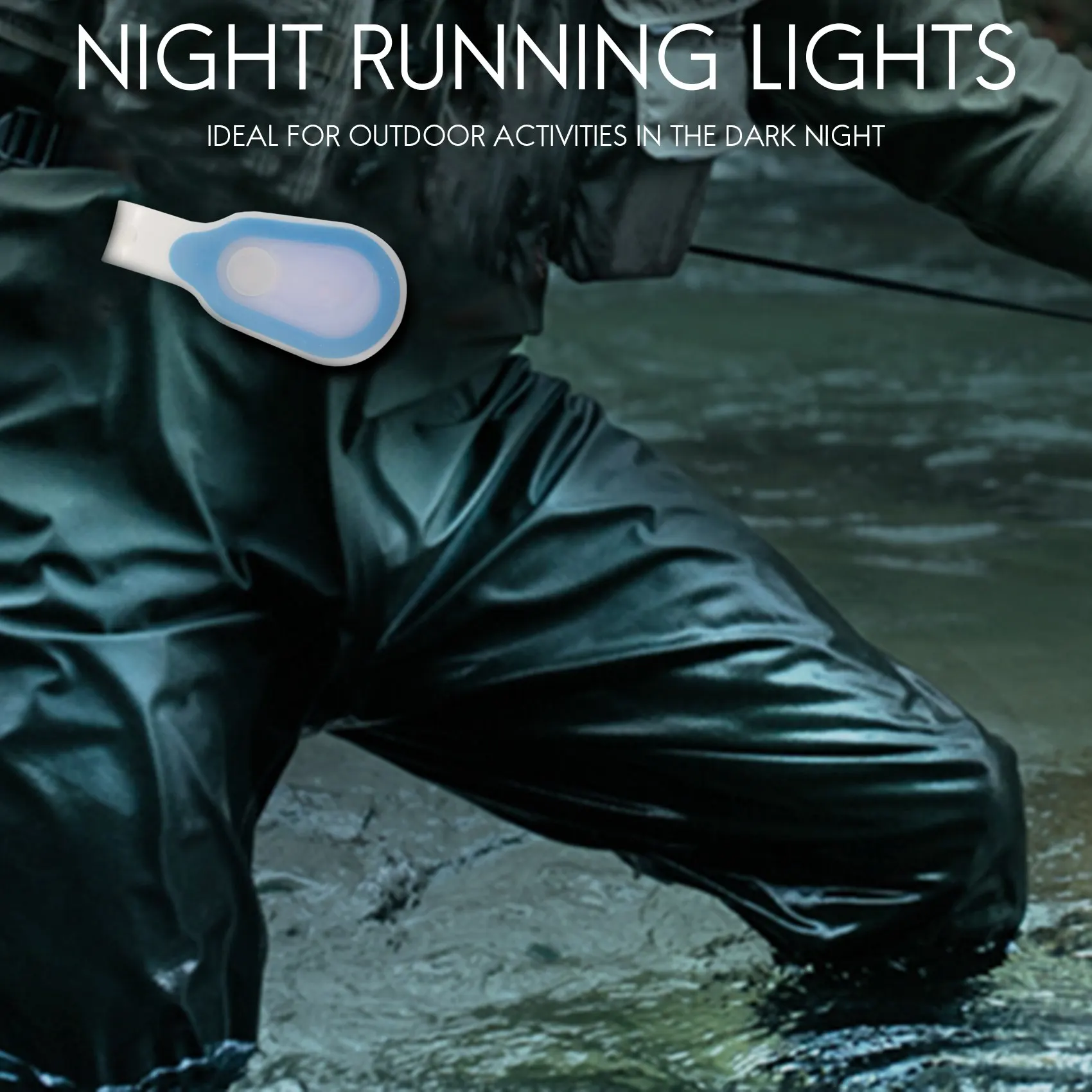 2Pcs LED Flashlight Clip on To Clothing LED Magnetic Lights Running Button Silicone Clip Lamp for Hiking Running Blue