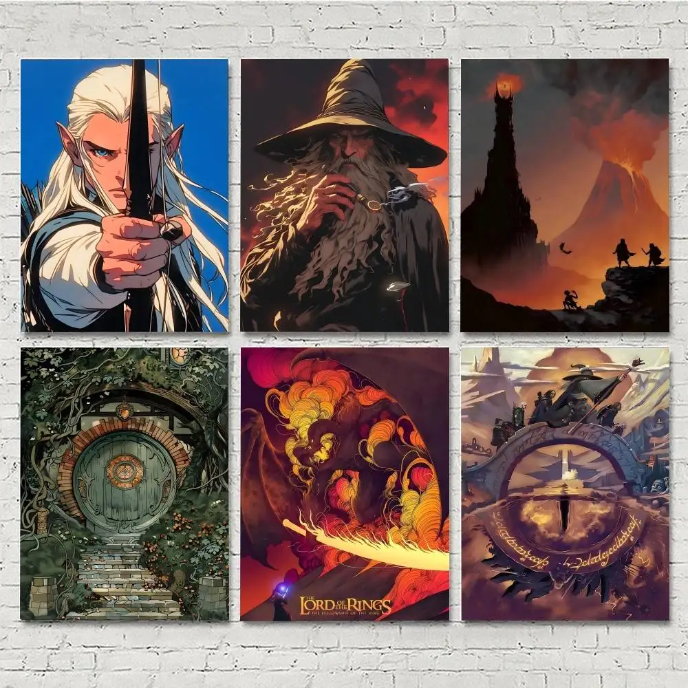 Pósters de Anime y Dibujos Animados de la Película El Señor de los Anillos, Impresión HD, Decoración de Pared Vintage para Hogar y Sala de Estudio