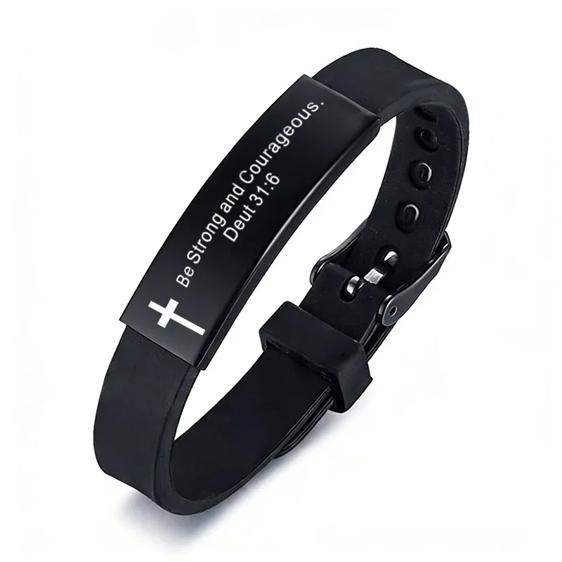 

Цитата: религиозный крест, Иисус, надпись стих из Христианской Библии, вдохновляющая вера, силиконовые браслеты для мужчин, ювелирные изделия