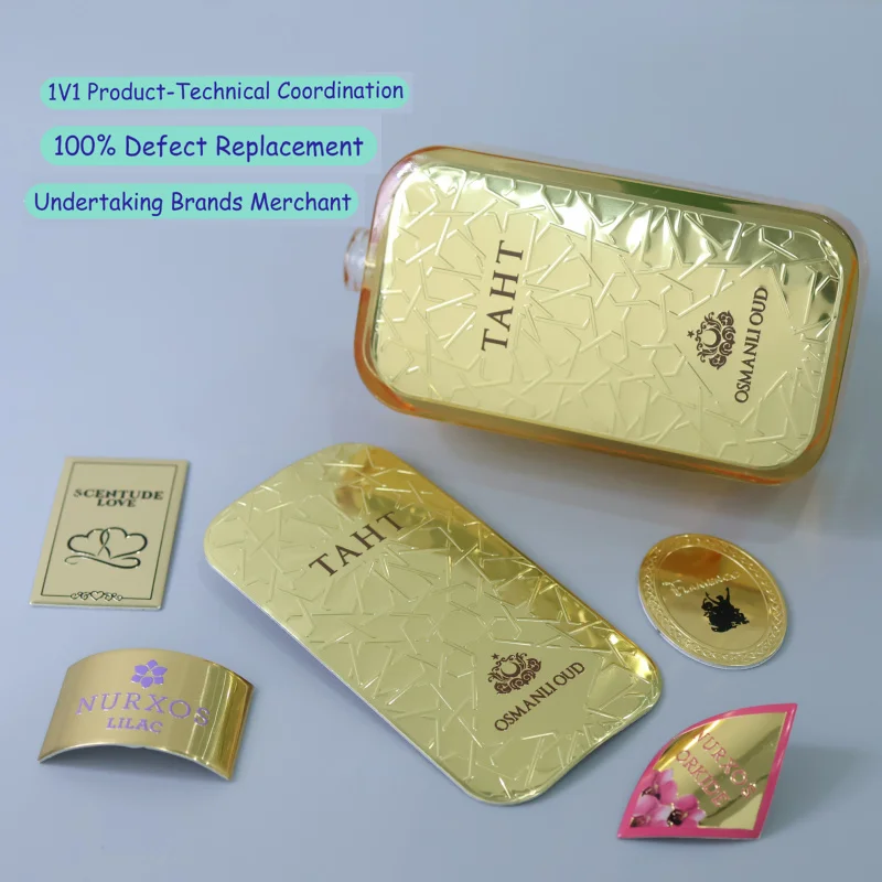 custom.Customized Embossed Aluminum Metal Wine Perfume Stickers Waterproof 3D Label Personalized Packaging Aluminum Labels Stick