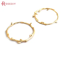 6PCS 18K Gold Color Brass Tree Branch Circle Earring Connect Charms Pendants High Quality Diy Jewelry Making Accessories