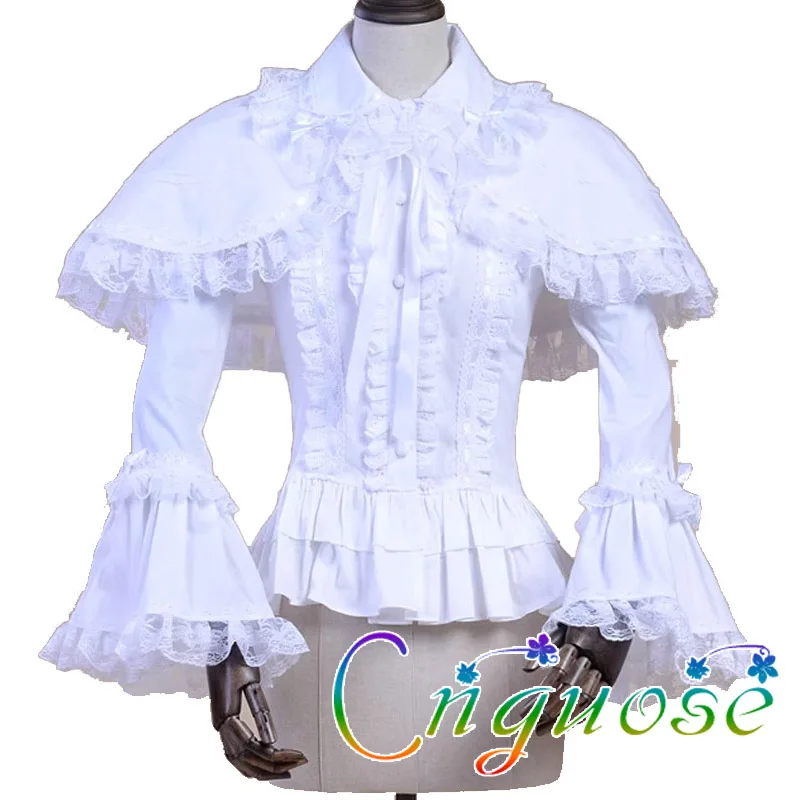 Gothic LACEGARDEN 100% Cotton Lolita Top Princess Long Sleeve White Shirt Lolita Long Sleeve Women's tops and clothes 2024