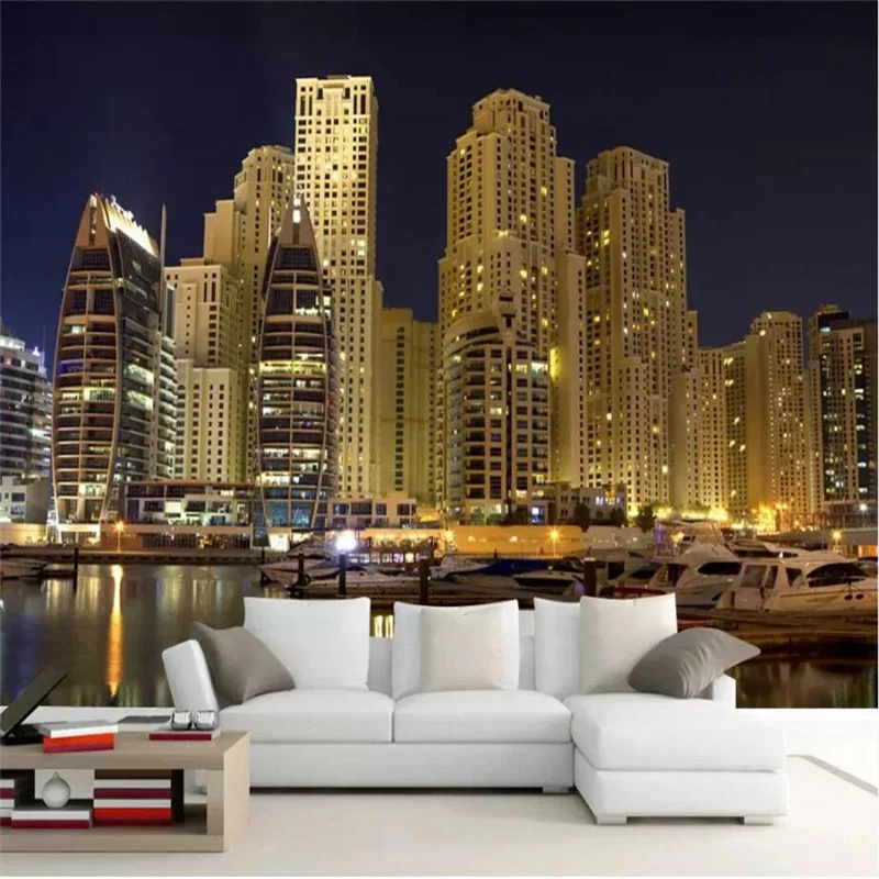 

beibehang papel de parede Custom wallpaper 3D stereo photo mural giant HD urban night view living room TV background wall paper