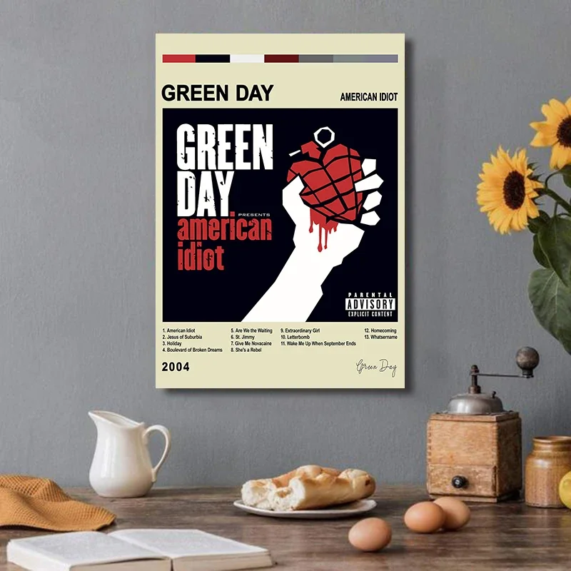 Modern Pop Wall Art Green Day Music Rock Band HD Canvas Oil Painting Poster Prints Home Bedroom Living Room Decoration