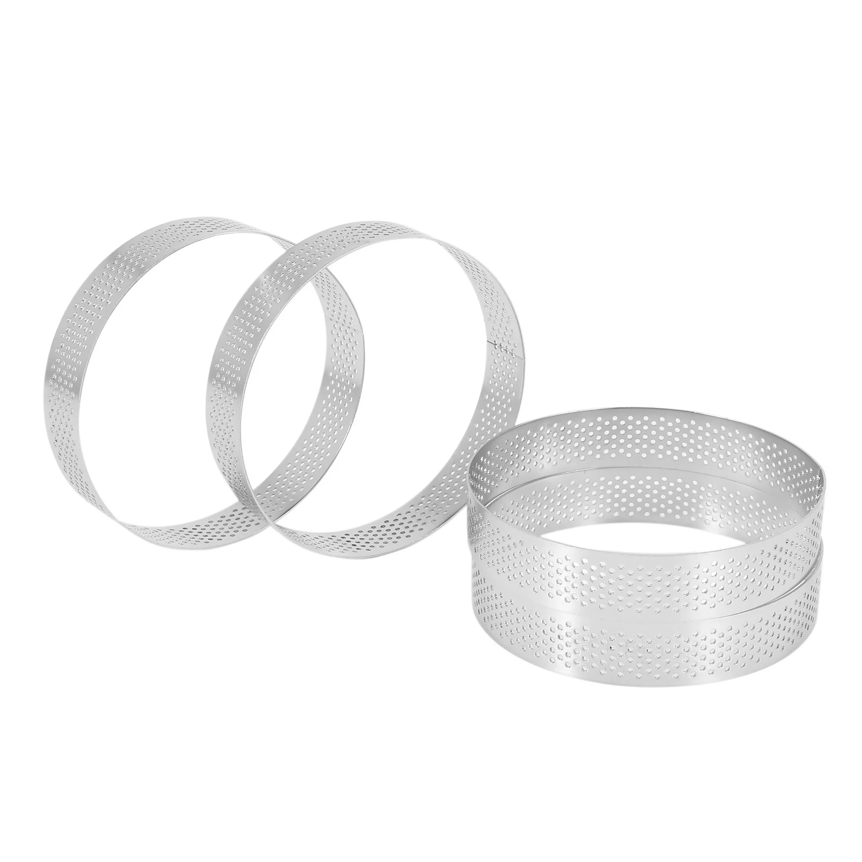 ABLQ 16Pcs Circular Porous Tart Ring Bottom Tower Pie Cake Mould Baking Tools Heat-Resistant Perforated Cake Mousse Ring,10Cm