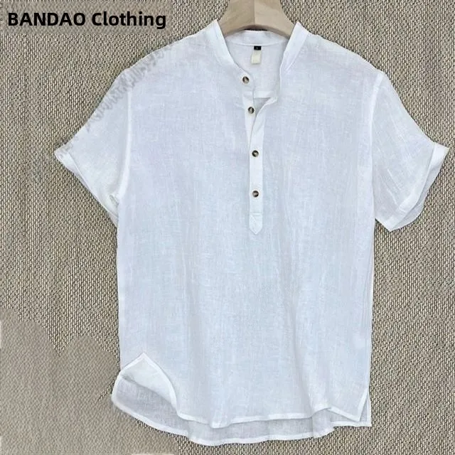 

Natural Linen Men's T-Shirt under Shirt 100% Pure Lightweight Luxury Summer Home Clothes Short Sleeve Color Casual Youth