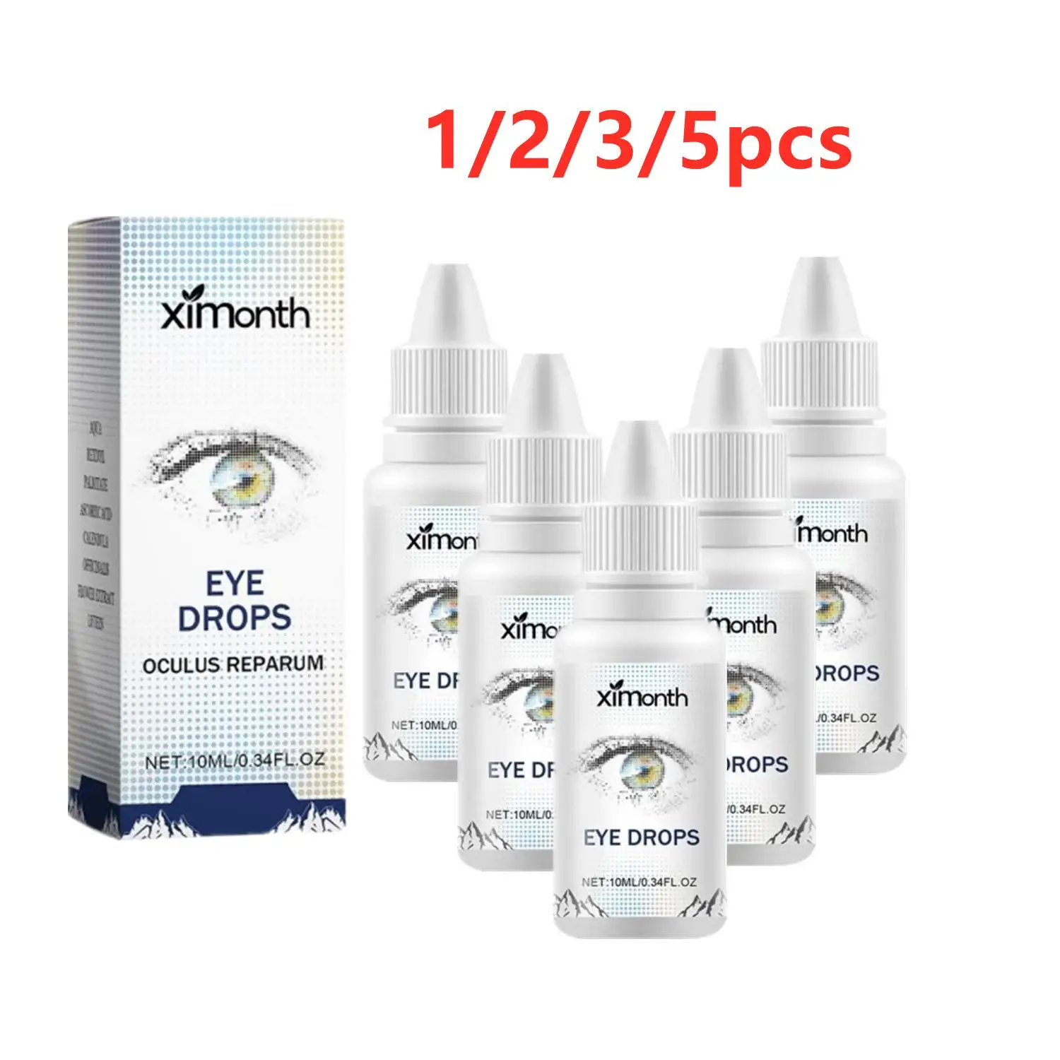 Colírio Hidratante para Homens e Mulheres, Olhos Hidratantes, Remove o Seco, Olhos Refrescados, Cuidados de Saúde Soro, 10ml, 1, 2, 3, 5pcs