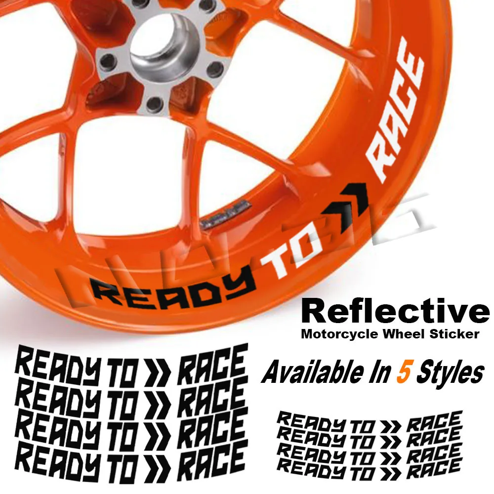 Reflective Motorcycle Wheel Sticker Rim Decals READY TO RACE Accessories For KTM Adv Duke 390 690 790 890 1190 Rc 1290 Adventure