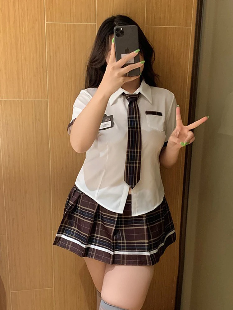 

Sexy Schoolgirl Cosplay Lingerie for Women Costumes Students Uniform Roleplay Pleated Mini Skirt Sexy Naughty Clothes