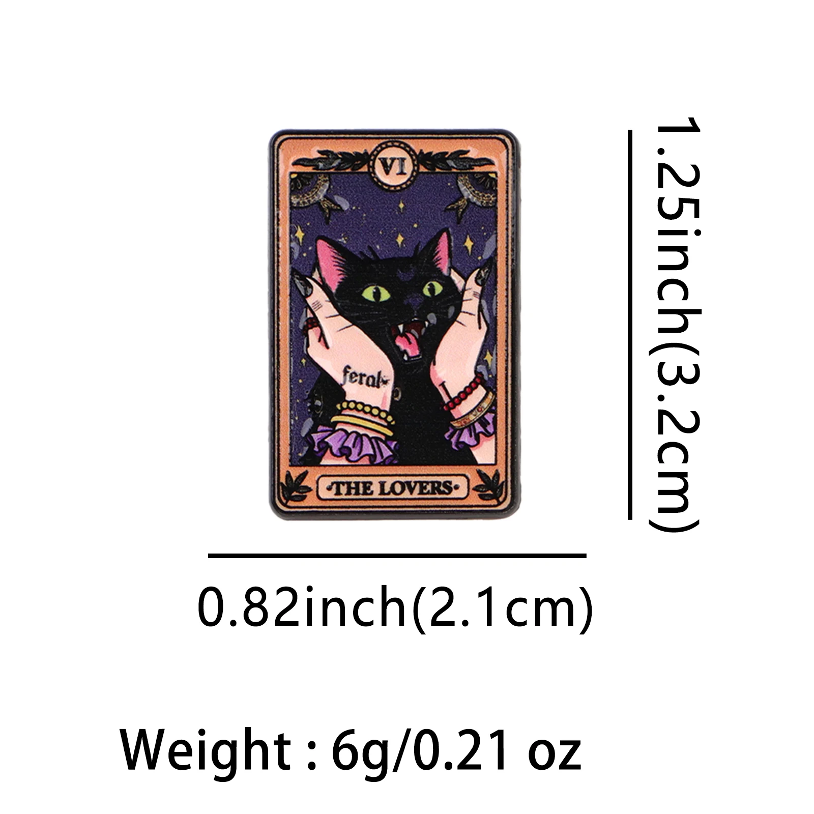 THE LOVERS Tarot Enamel Pin Black Cat Brooch Pines Lapel Pins Badge on Backpack Clothing Accessories Witch Jewelry Friends Gifts view 4