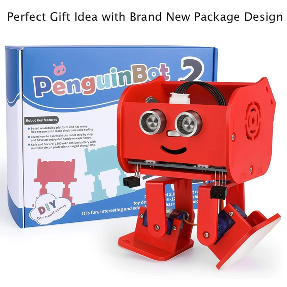 ELEGOO Penguin Bot Biped Robot Kit Compatible with Arduino Project with Assembling Tutorial, STEM Toys for Kids and Adults,RED