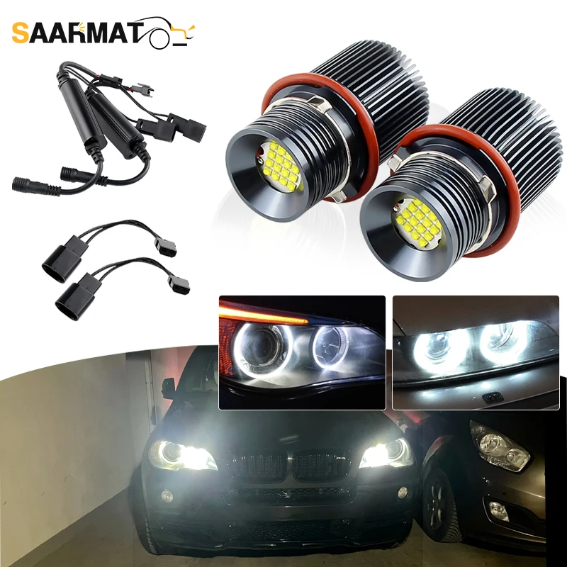 

2pcs 160W LED Angel Eyes Light Canbus Bright HALO Ring White Light For BMW E87 E39 M5 E60 E61 E63 E64 M6 E65 E66 E83 X3 E53 X5