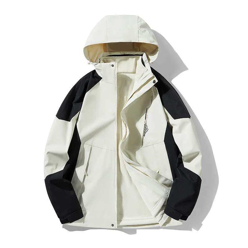 Chaqueta de forro polar de visón para pareja, conjunto desmontable de dos piezas, grueso y a prueba de viento, traje de esquí de Montañismo al aire libre