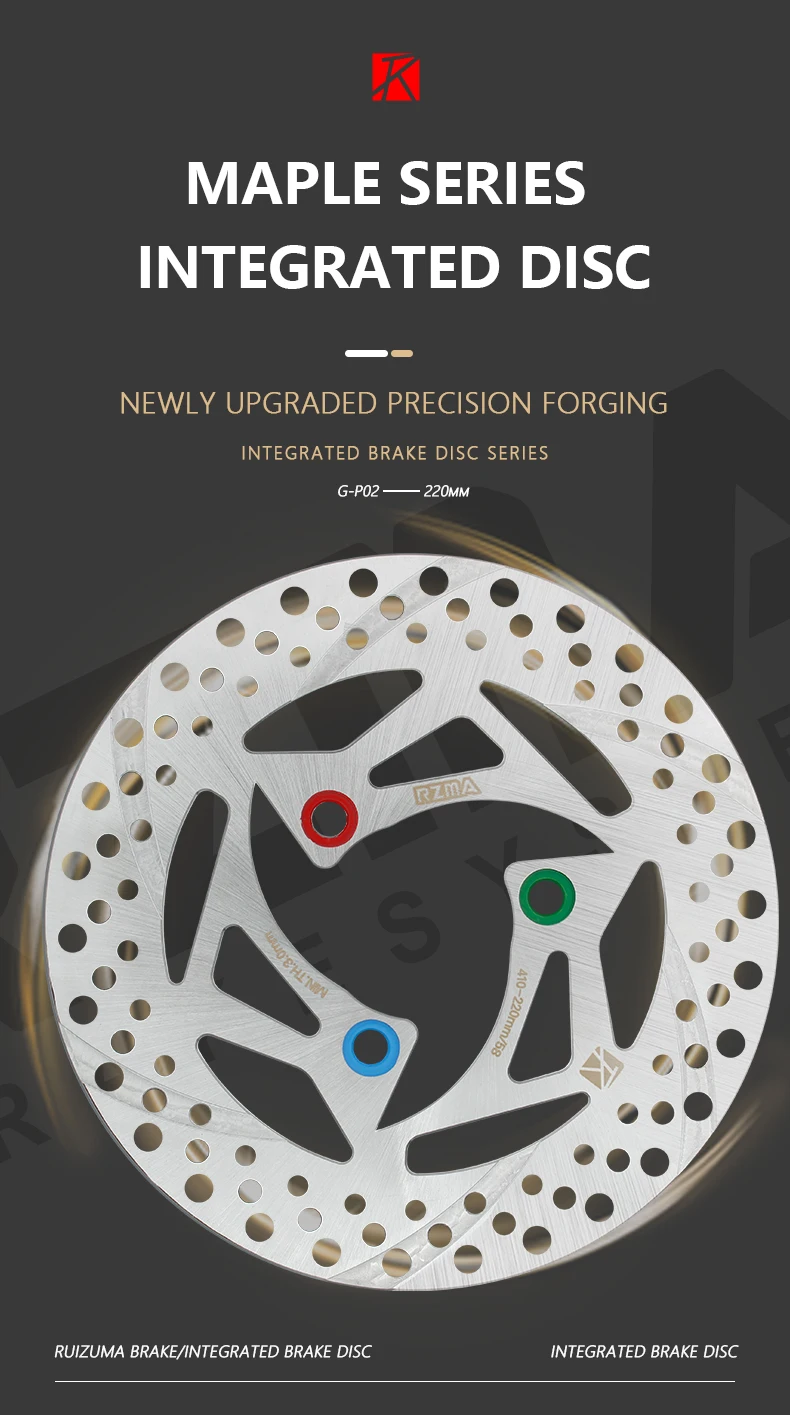 

RZMA motorcycle modification ventilation 220 maple leaf shaped 7.0 hole pitch black wire integrated fixed brake disc