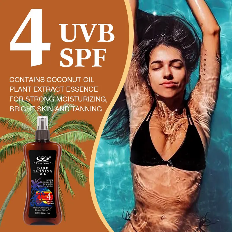 

Natural Plant Extract Tanning Oil with Biotin UVB SPF Protection Fast Absorbing Deep Melanin Lock Body Bronzing Care Oil
