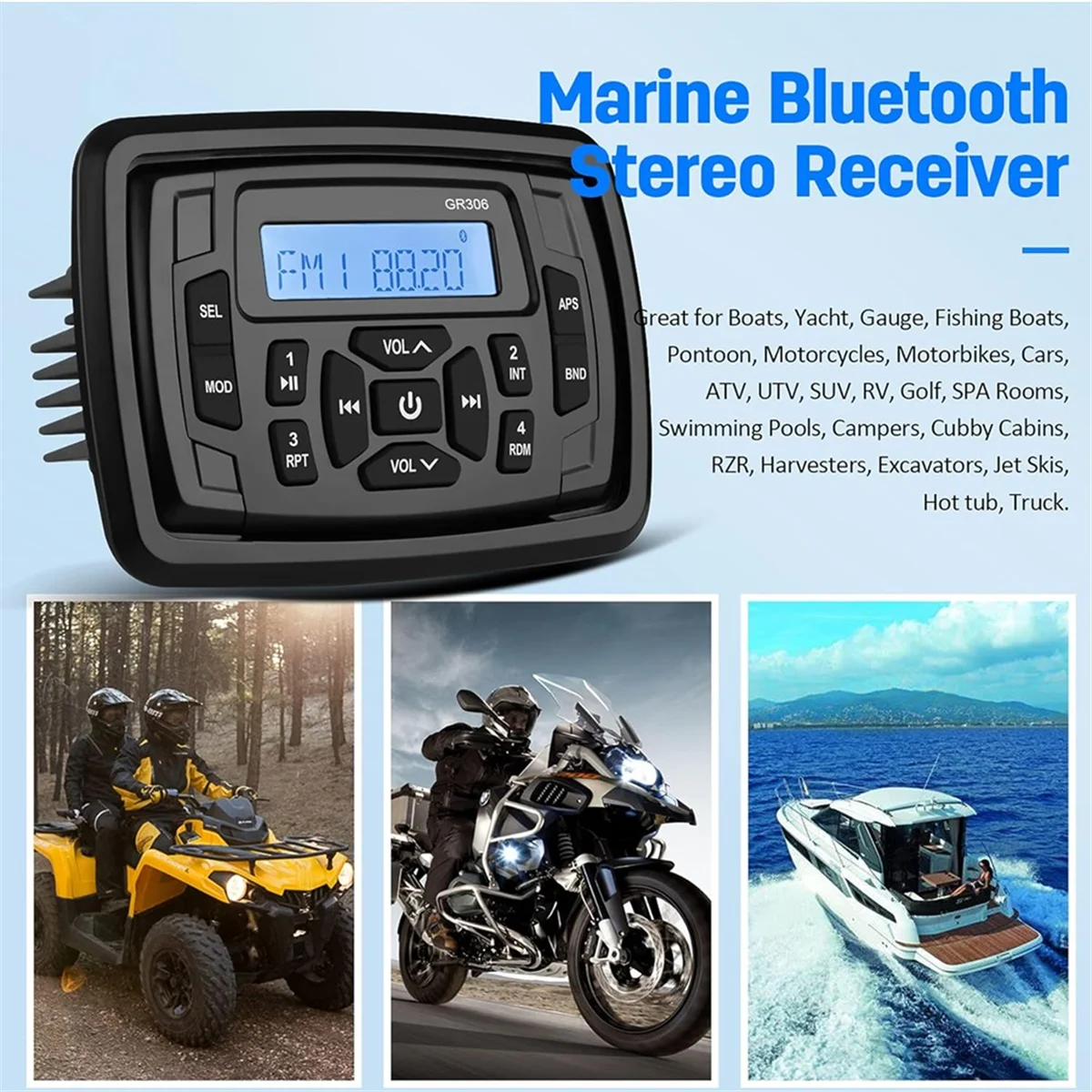 POP-lMarine стерео лодка радио водонепроницаемый Bluetooth FM AM цифровой медиа аудиоплеер для датчика яхты ATV UTV тележка
