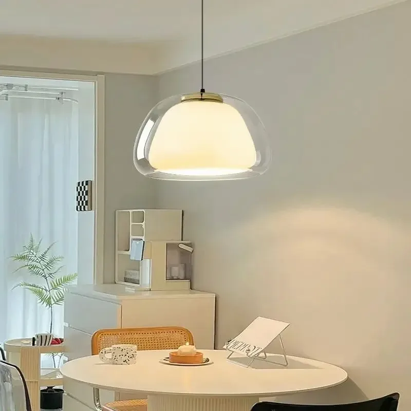 

Nordic Glass Jellies Design Hanging Lamp Indoor Dining Minimalist Pendant Light 1/2/3 Heads Droplight For Study Living Room Bar