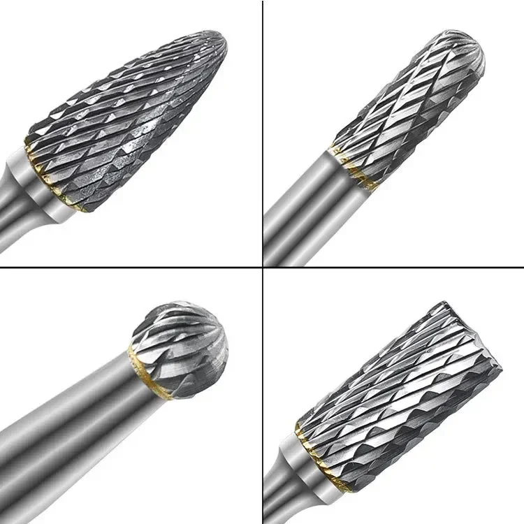 8Pcs Set Double Cut Carbide Rotary Burrs Bit CNC Engraving 1/4