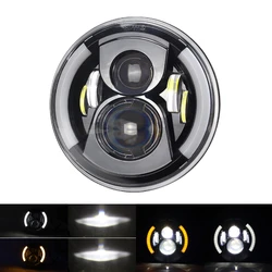 TIYPEOR Universal 7Inch Harley Round Motorcycle DRL LED Headlight Super Bright Car Auxiliary Fog Light For Indian Honda Yamaha