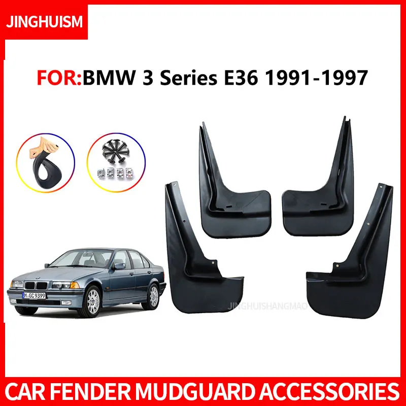 For BMW 3 Series E36 1991-1997 Car Tire Mud Flaps Auto Parts Exterior Decoration Modification Black ABS Durable Universal