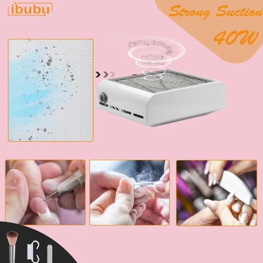 Máquina recolectora de polvo para uñas, aspiradora eléctrica de fuerte succión para uñas, Extractor de polvo para salón de uñas, polvo acrílico para uñas