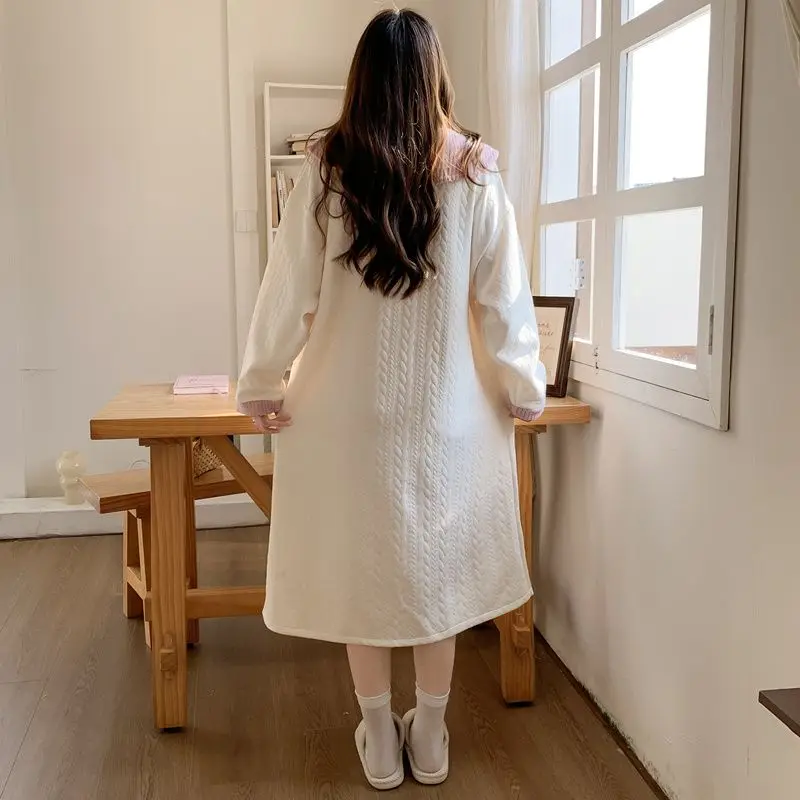 كيتي فتاة لطيف ثوب النوم الكرتون منامة الخريف الشتاء بأكمام طويلة الحلو Kawaii فضفاض ملابس المنزل طالب ملابس خاصة غير رسمية