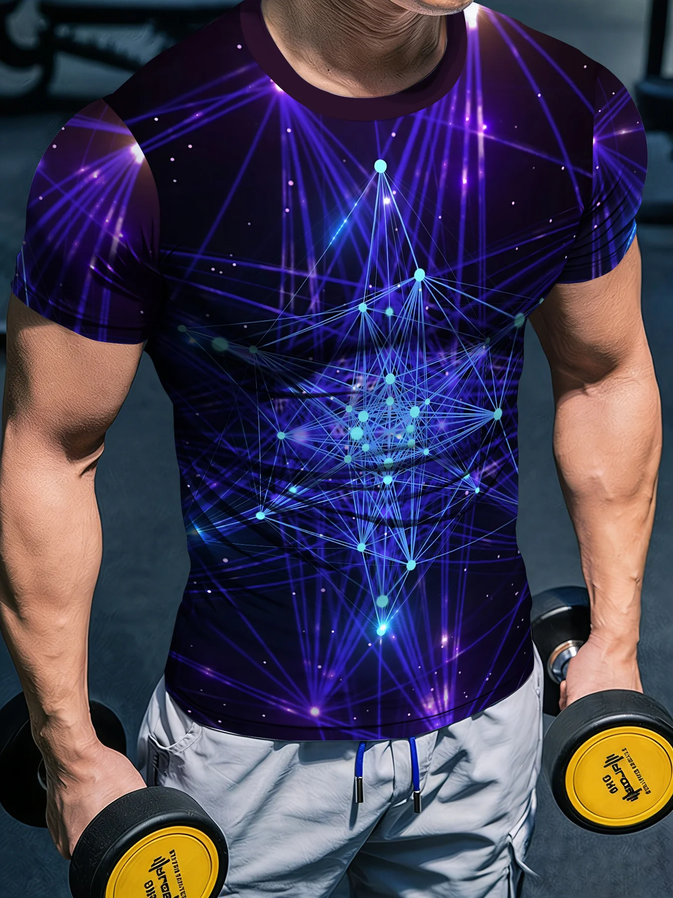 Compression Shirt Workout - Men Star Light Line Print Compression
