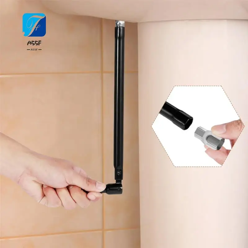 

A55F-Faucet Wrench 9 To 17Mm Carbon Steel Plumber Socket Wrench With 6 Sockets And 1 Collet Tight Spaces Tap Back Nut Wrench