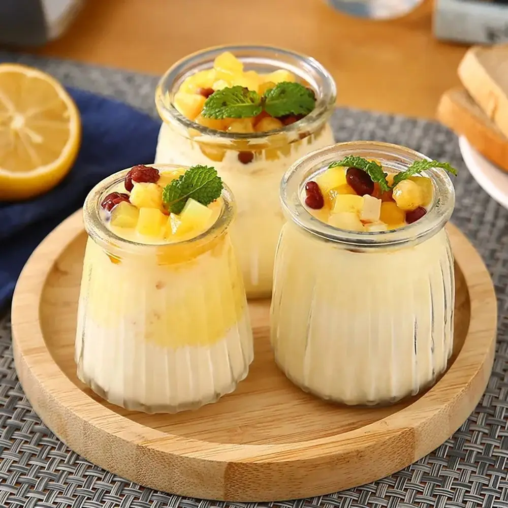 1Pcs Storage Cup​s Pudding Jars Wishing Bottle 100ML 150ML 200ML Glass Bottle High Temperature Resistant with Lid