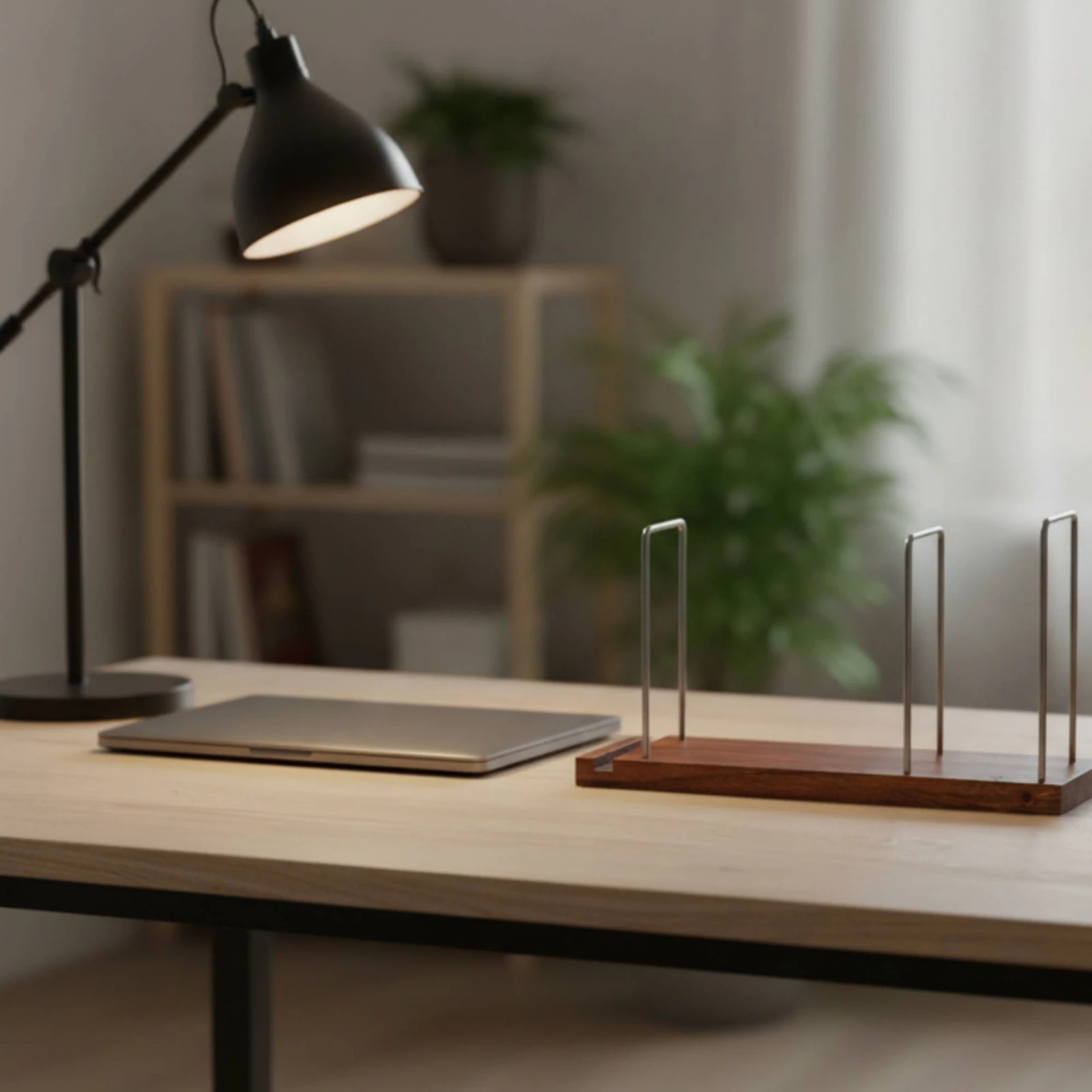 Album Storage Storage Rack with Wooden Base Desktop Vinyl Album Storage Storage Holder Album Stand Open-Frame LP Holder