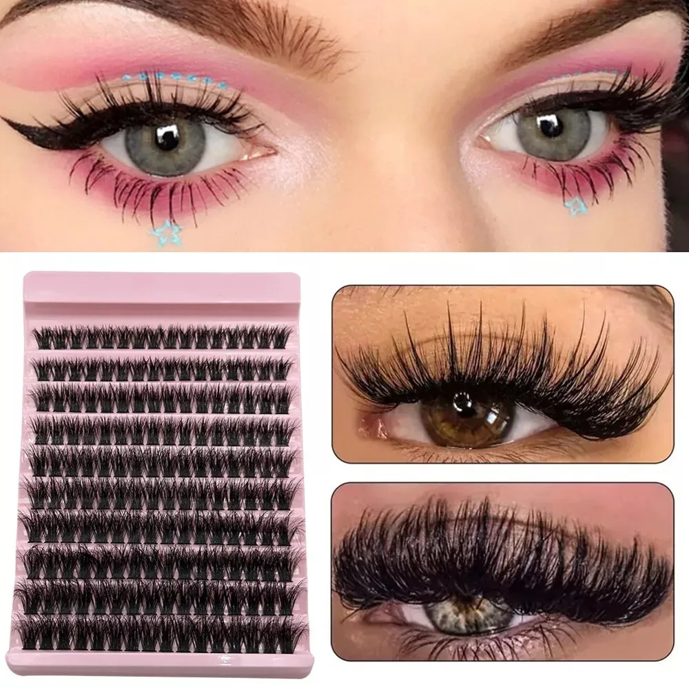 3D Mink Effect Segmented False Eyelashes Mixed Length 40D Thickness Fake Eyelash Set Large Capacity Single Cluster