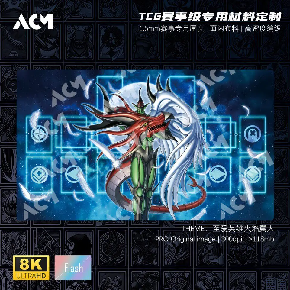600x350mm for Yu-Gi-Oh! Favorite HERO Flame Wingman Playmat 1.5mm Seamless Edge Single Rubber Board Game Card Mat  Mouse Pad Toy