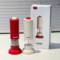 Electric Salt and Pepper Grinder Rechargeable Automatic Pepper Mill Grinder Adjustable Coarseness Shakers One-Hand Operation RED