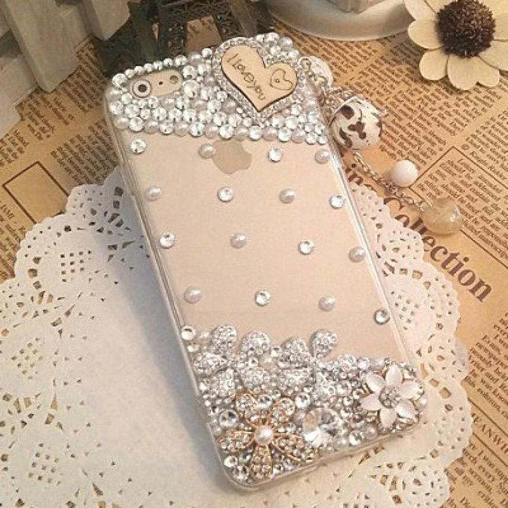 Transparent Pearl Rhinestone Soft Phone Case, Bling Cover for Xiaomi Redmi Note15 Note14 Note 11 13 12 Pro Plus