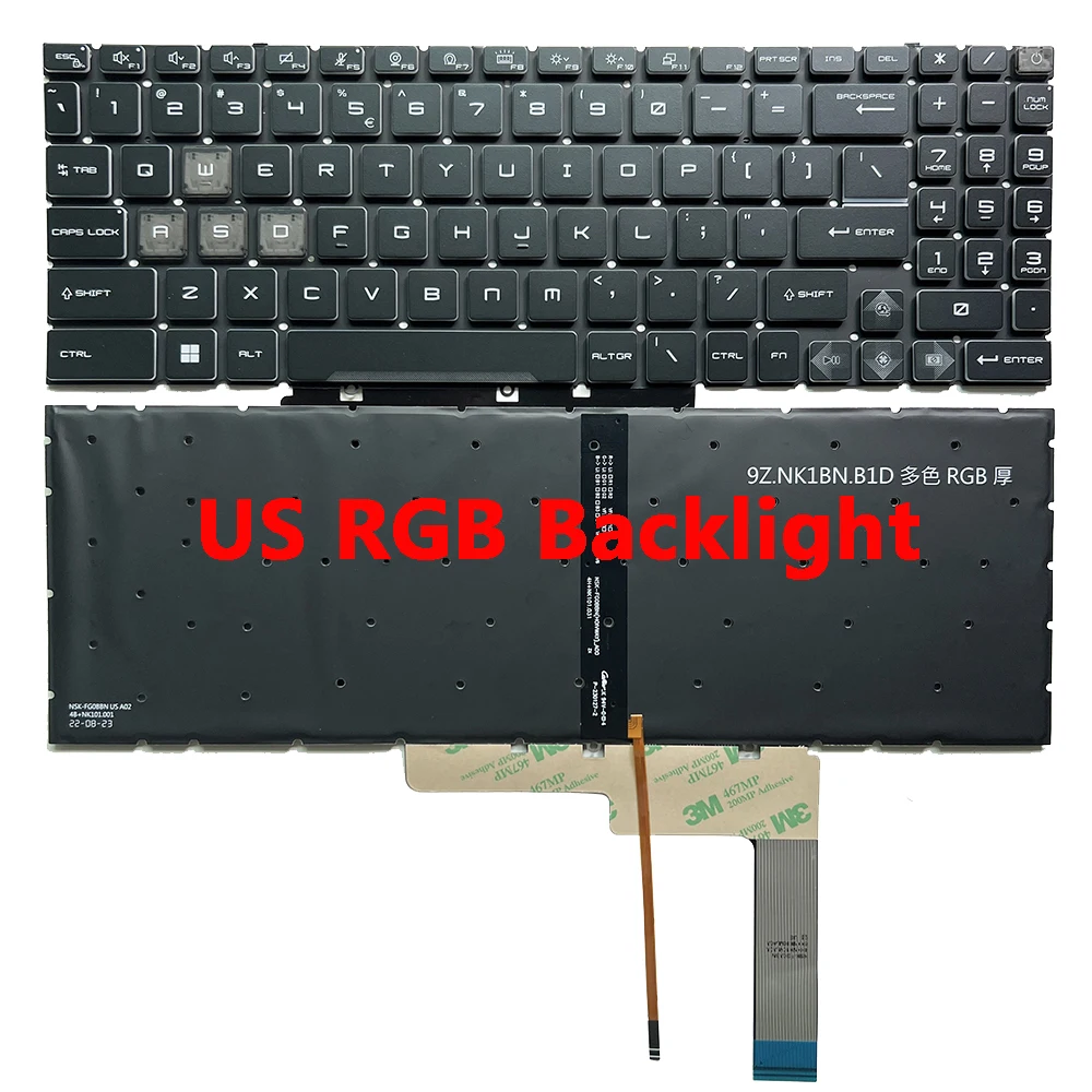 

Клавиатура США с RGB-подсветкой для MSI S1N-3EUS2M3-D10 9Z.NK1BN.J1D