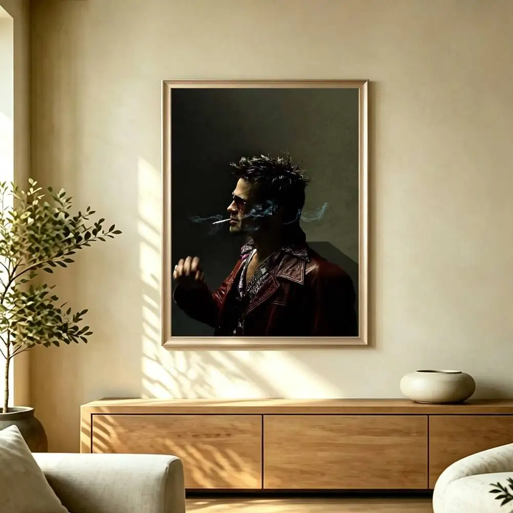 F-Fight Club-B Popular Movie  Poster Waterproof Wall Art Sticker For Bar Living Room Vintage Decor High Quality Print Gift